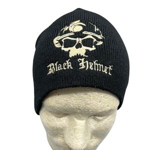 Black Helmet Skull Beanie Unisex Firefighter‎ Knit Hat Hero Core Streetwear Bold